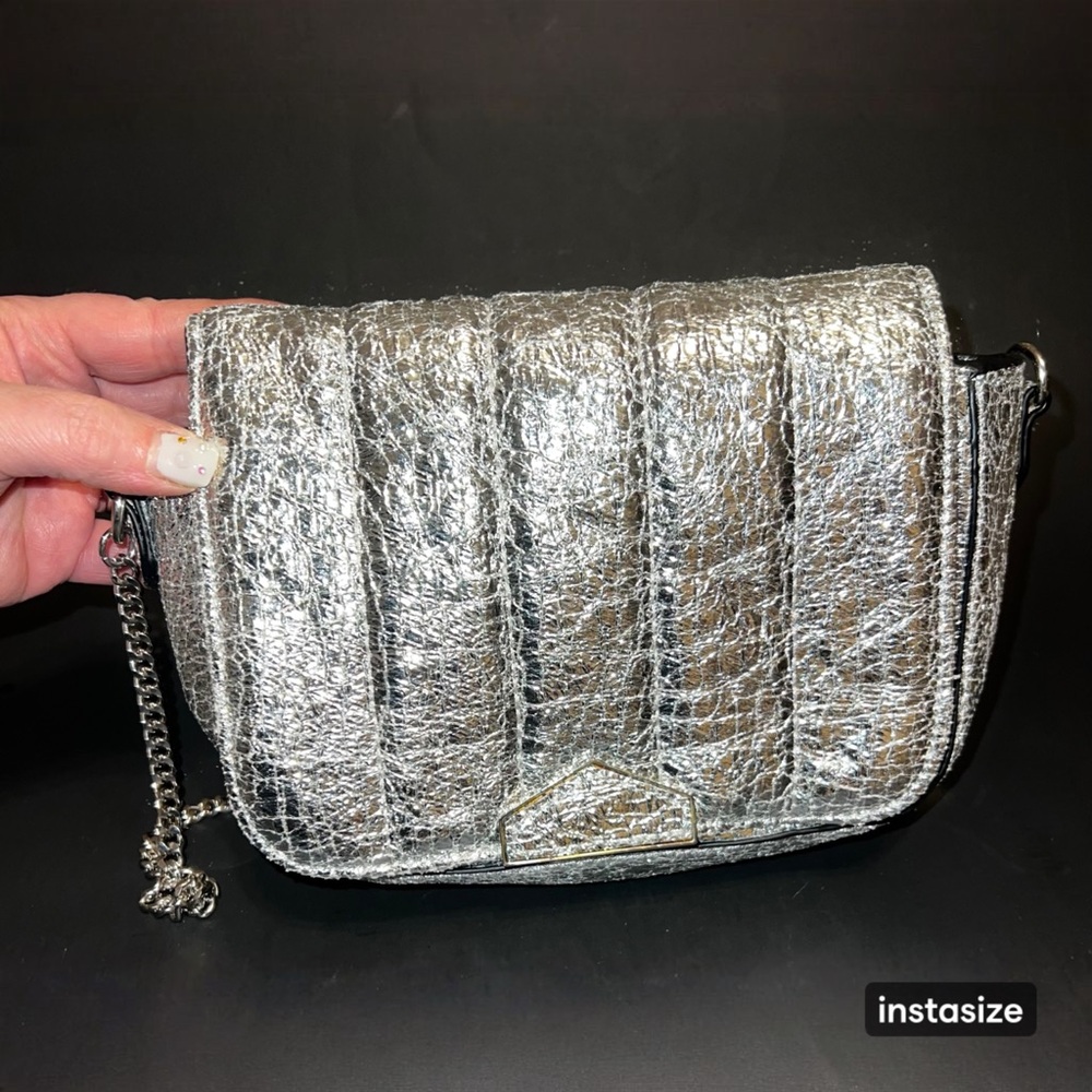 Silver metallic crinkle ZARA purse